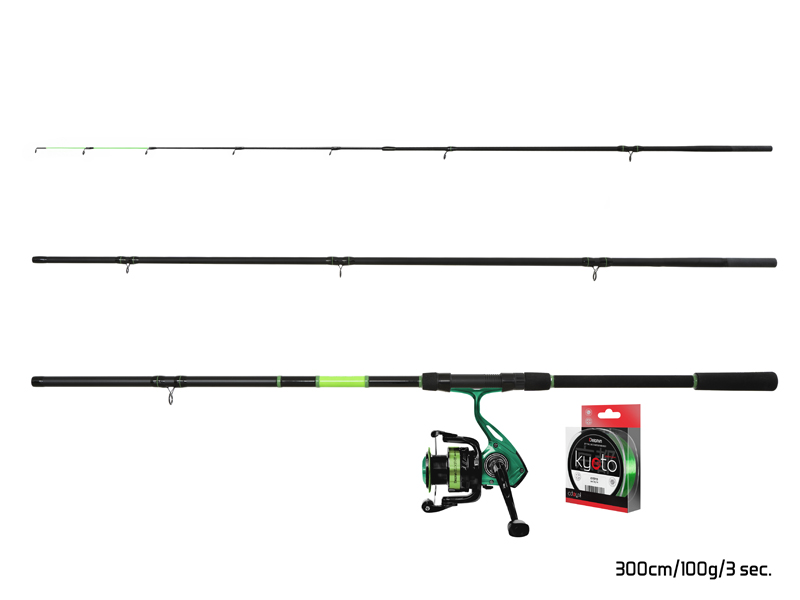 Feederový set Delphin GreenFEED 360cm/100g + 4T + 0,261mm