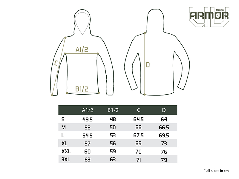 Tričko s kapucí Delphin UV ARMOR 50+ Olive (XXL)
