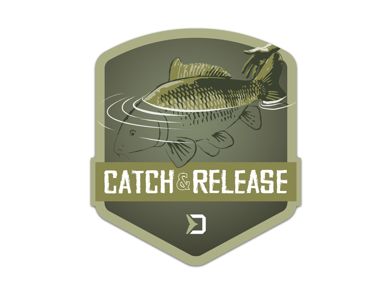 Nálepka Delphin CATCH and RELEASE 9x8cm