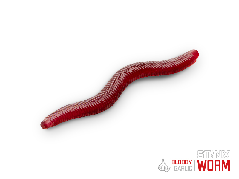 Umělá nástraha Delphin B! StinxWORM Garlic 50ks 4cm Bloody